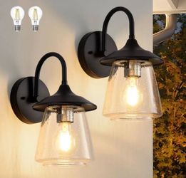 NEW Smeike 2-Pack Outdoor Wall Sconce, Waterproof Wall Mounted Light Fixtures Black - $35 for 2 Pack