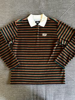 Stüssy Designs Long Sleeve Striped Polo Shirt men’s Small