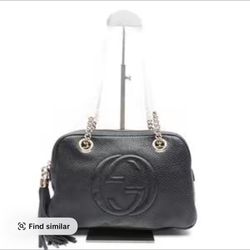Pre-owned GUCCI Calfskin Shoulder Bags SOHO Chain Black Shoulder Bag