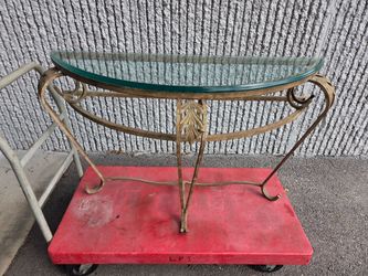 Beautiful Demilune / Half-Moon Console Table with Thick Beveled Glass