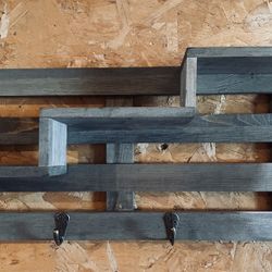 Wood Key Holder W 3 Shelves 