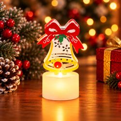 Christmas Bell LED Night Light, Battery Powered, Warm White, Freestanding