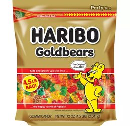 HARIBO Goldbears Gummy Bears, Resealable Bag 72oz