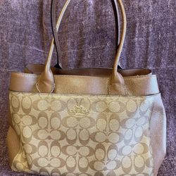 Coach Brown Leather Casey Toto Khaki
