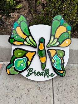 Resin / Wood Art - Green Butterfly