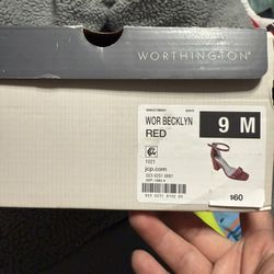 Red Block Heels Sz 9