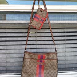 Coach crossbody + matching wristlet 
