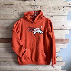 NFL Football Team Orange DENVER BRONCOS Sweatshirt hoodie kids size XL (16/18)