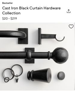 Pottery Barn Cast Iron Curtain Rods - Black Drape Rods