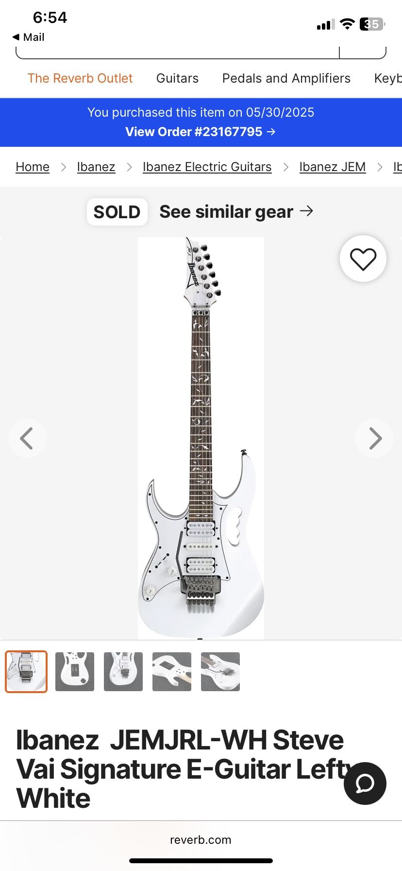 Ibanez JEMJRL-WH Steve Vai Signature E-Guitar Lefty White