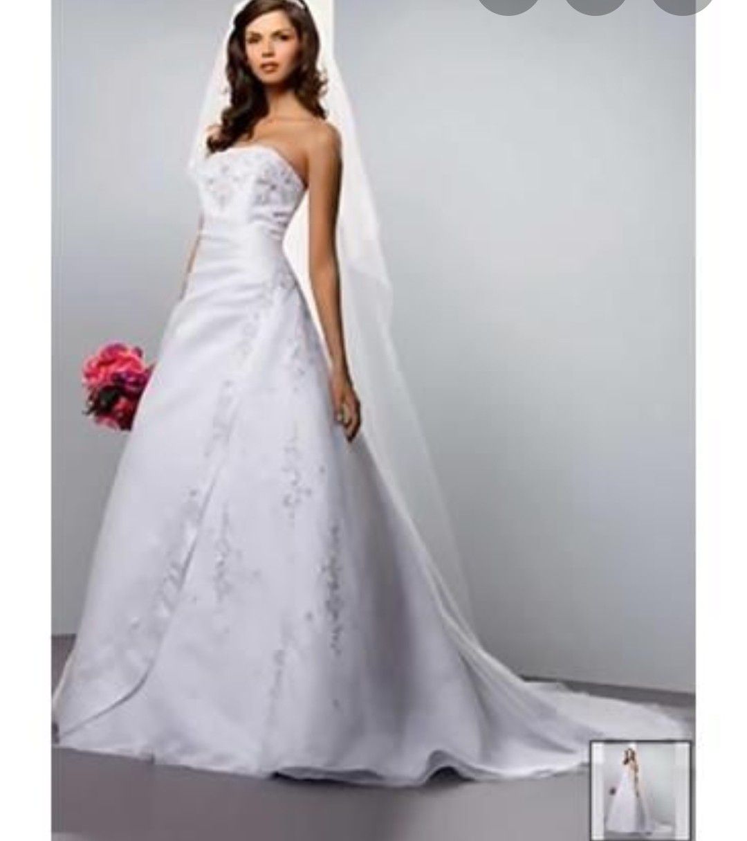 Davids Bridal size 6 V8820 Satin White Wedding Dress