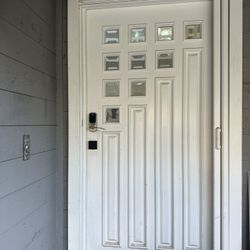 White Heavy Duty Solid Wood Glass Metal  Entry Door  