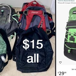$15 Bundle of Backpacks, Jansport & High Sierra Backpack & Kids Minecraft backpack 