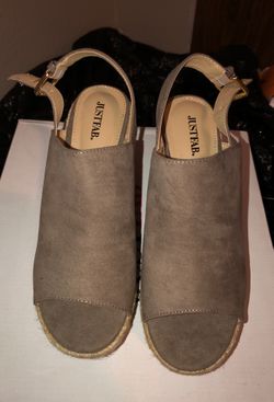 Gray wooden heels
