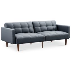 NS2102-A-CGPU Aaron Futon Sofa Bed, Cloud Gray Faux Leather