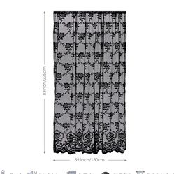 Black sheer curtains. 89” x 35”. 