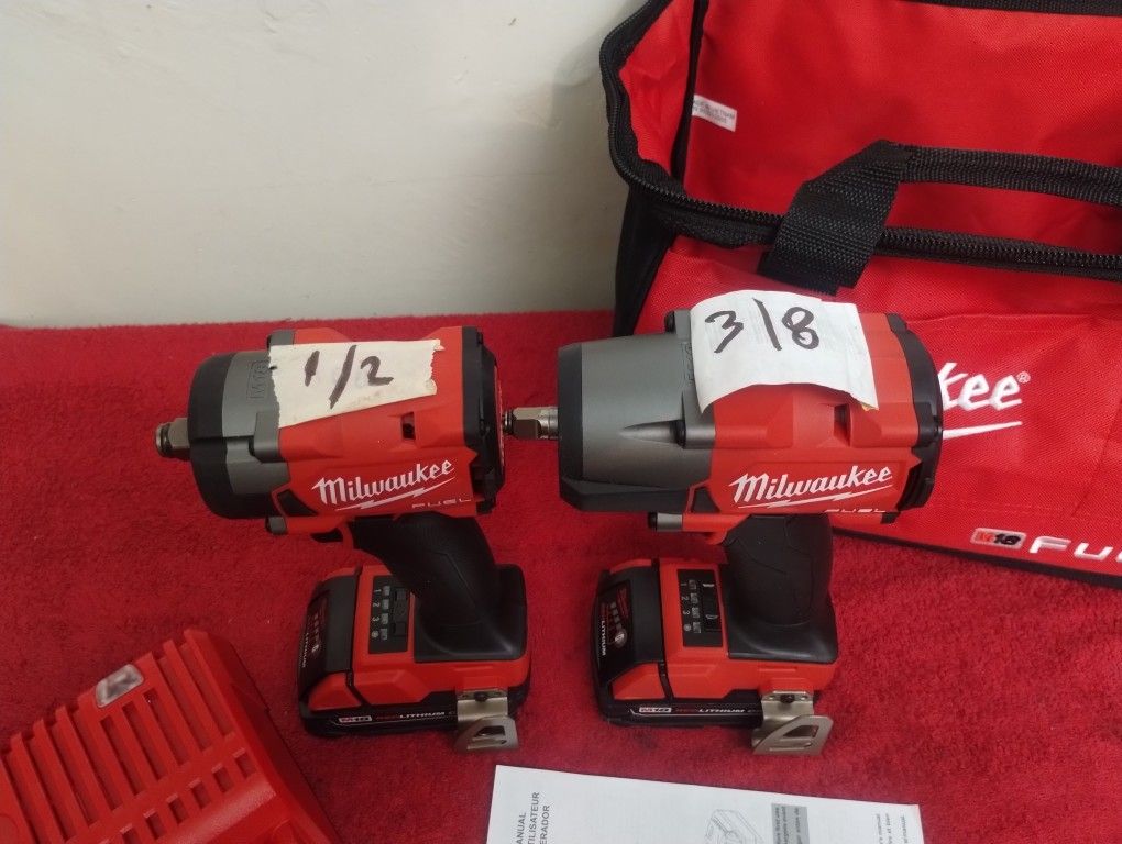 1/2&3/8 M18 MILWAUKEE FUEL Impact Wrech Kit Completo $445