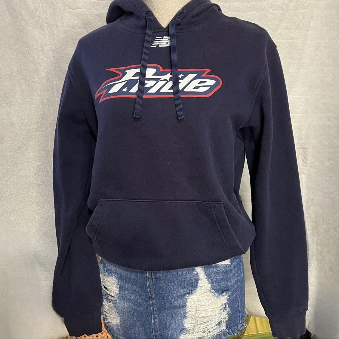Women’s Vintage Navy Blue New Balance “Pride” Hoodie Size small 