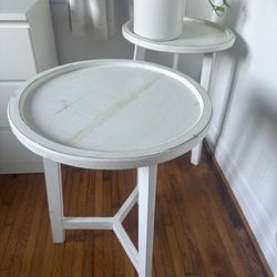 2 White Wood tables (rustic wood)