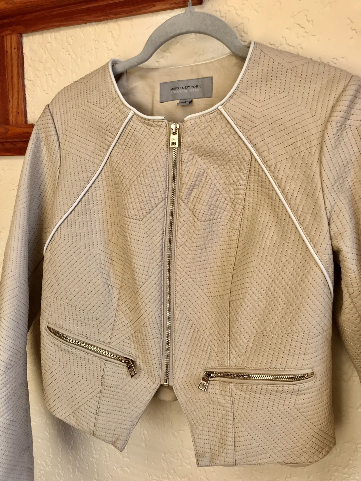 Quality Beige Leather Jacket