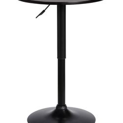 NEW! Armen Living Bentley Height Adjustable Swivel Pub Table with Black Wood Finish and Black Base