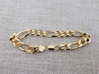 925 Sterling Silver Bracelet 18k Gold Plated 9 inches
