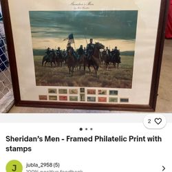 Sheridan's Men Framed Philatelic Print With Stamps