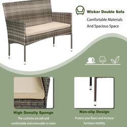 Modular Patio Furniture Set Water Resistant Conversation Set with 3 Rattan Chairs