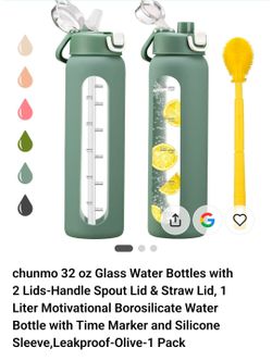 Glass water bottle (only 1 bottle) and brush