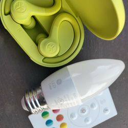 Wireless Headphones And Lightbulb That Changes Colors 