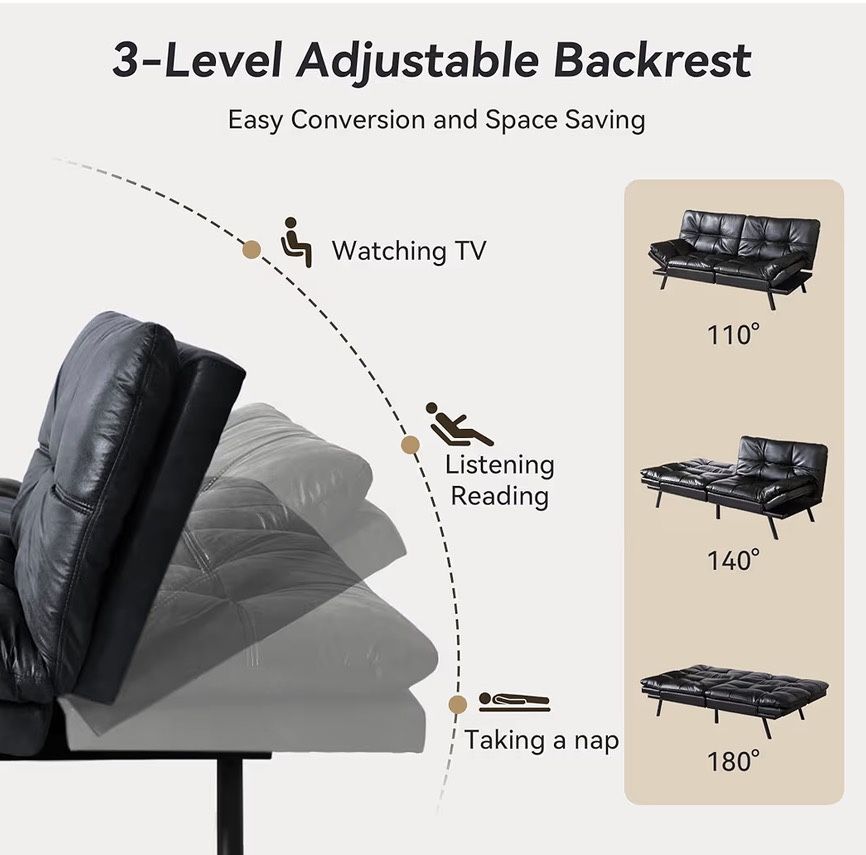 Black Convertible Futon Sofa Bed