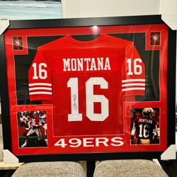Joe Montana Signed Framed Jersey With JSA COA