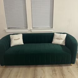 Dark Green Velvet Couch