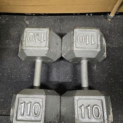 110lb Cast Iron Dumbbell Pair