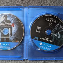 PS4 two game lot - Uncharted 4 + Skyrim elder scrolls V
