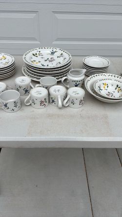 Plants and antique dishes