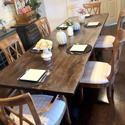 Refinished Wood Dining Chairs Set Of 6 (TABLE NOT INCLUDED)