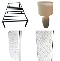 Free table lamp w/purchase twin metal under storage bed frame $75, Sealy mattress $50