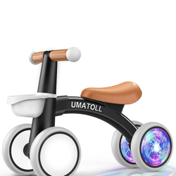 Umatoll Colorful Lighting Baby Balance Bike Toys for 1 Year Old Boys Gifts, Adjustable Seat Baby Walker, One Year Old Boy Birthday Gifts, 12-24 Months