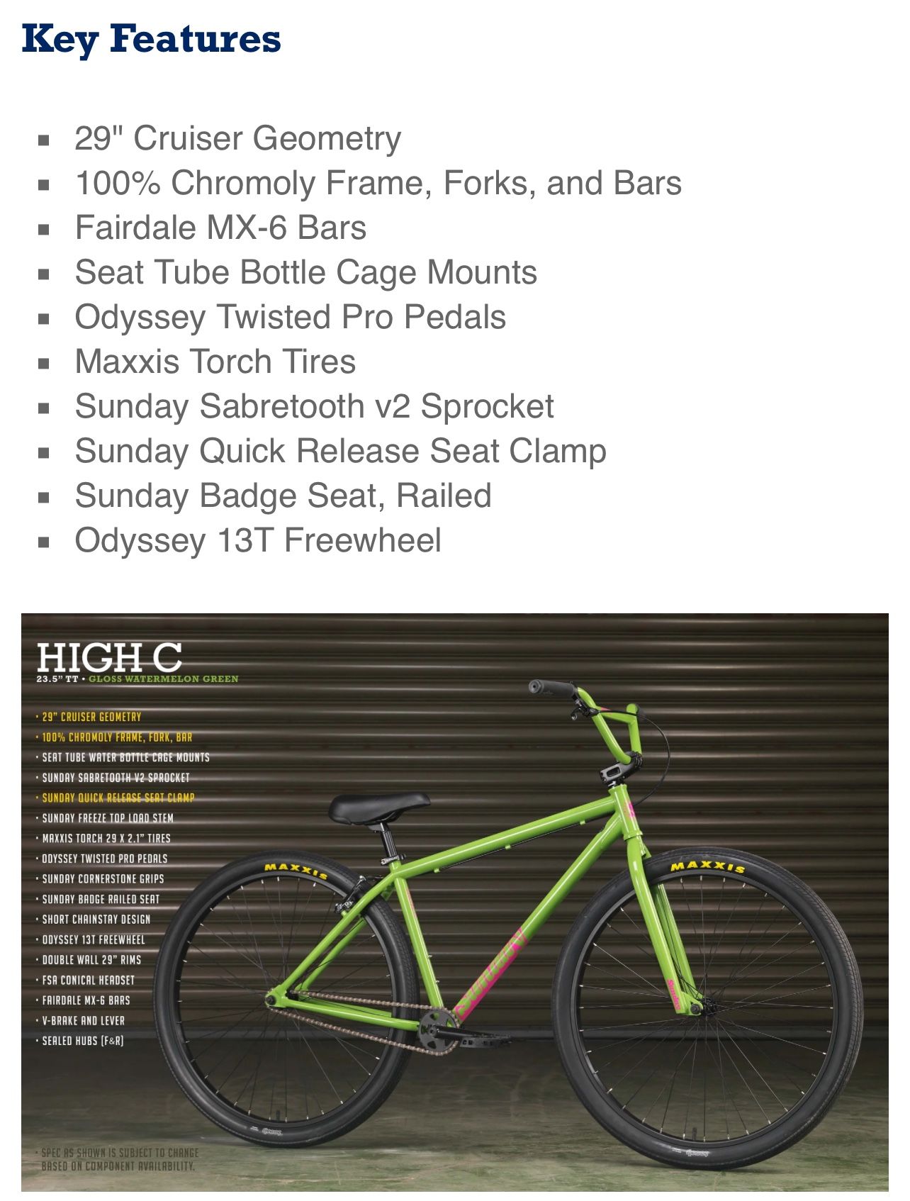 Billiard Green 2021 Sunday High C 29 2022 SUNDAY BMX サンデー HIGH