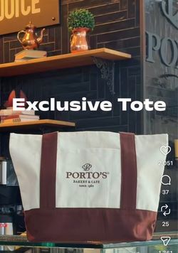 Porto's bakery and Cafe Canvas Tote Bag-Carry all