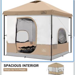 6 Person Camping Tent, 10x10 Pop Up Canopy Tent with Camping Inner Tent, Converts 10'x10' Straight Leg Canopy into Camping Tent–Fully Vented Roof(Cano