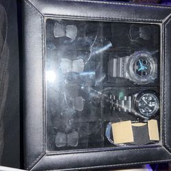 Black Leather Watch Case 