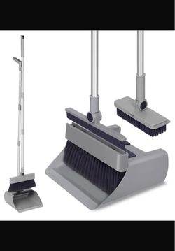 New in box Multifunctional Broom and Dustpan Combo Set, Heavy Duty Brooms with 52" Long Handle, with Squeegee and Cleaning Brush, for Clean Home Kitch