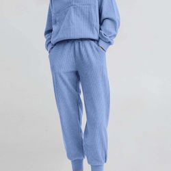 2 Piece Woman Set Long Sleeve Half Zip Pullover Sweatshirt Joggers Sweatpants Tracksuit,R42, Large