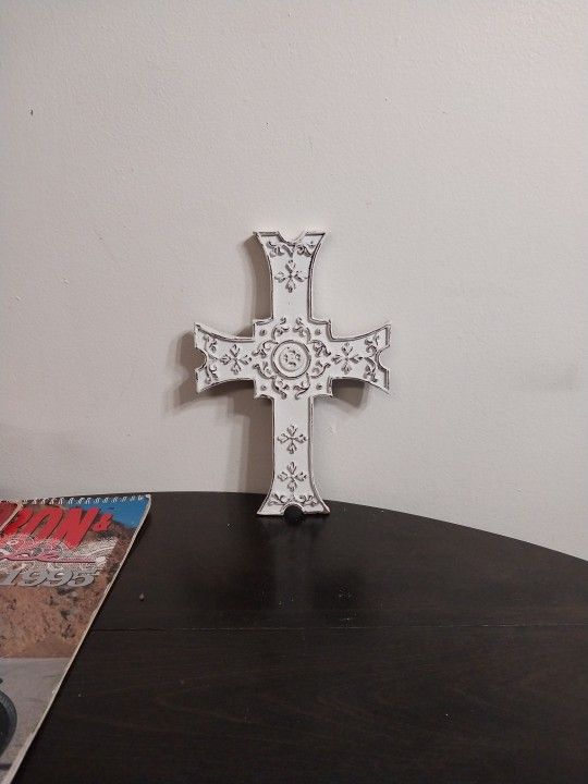 Rustic Antique White Wall Cross(10"X7")