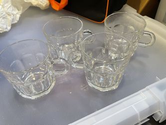 4 Pc Glass Coffee Cups 6oz
