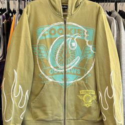 Cookies SF Outlaws Full Zip Up Hoodie “ Moss “ Size Large 