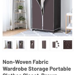 Non-Woven Fabric Wardrobe Storage Portable Clothes Closet-Brown 