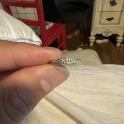 14k White Gold Band With Small Diamonds 